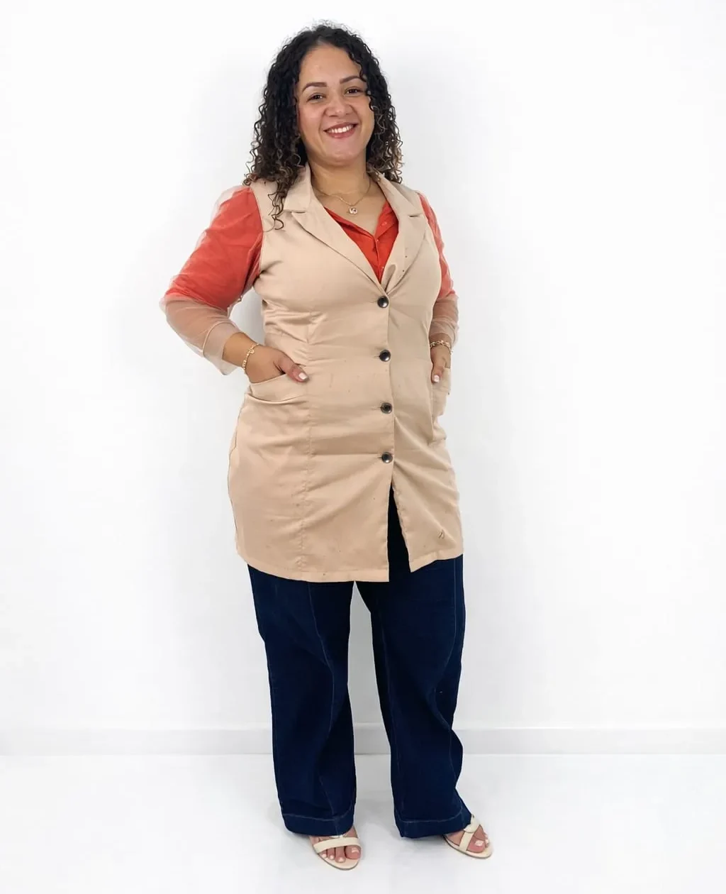 Jaleco Elegante Manga Longa